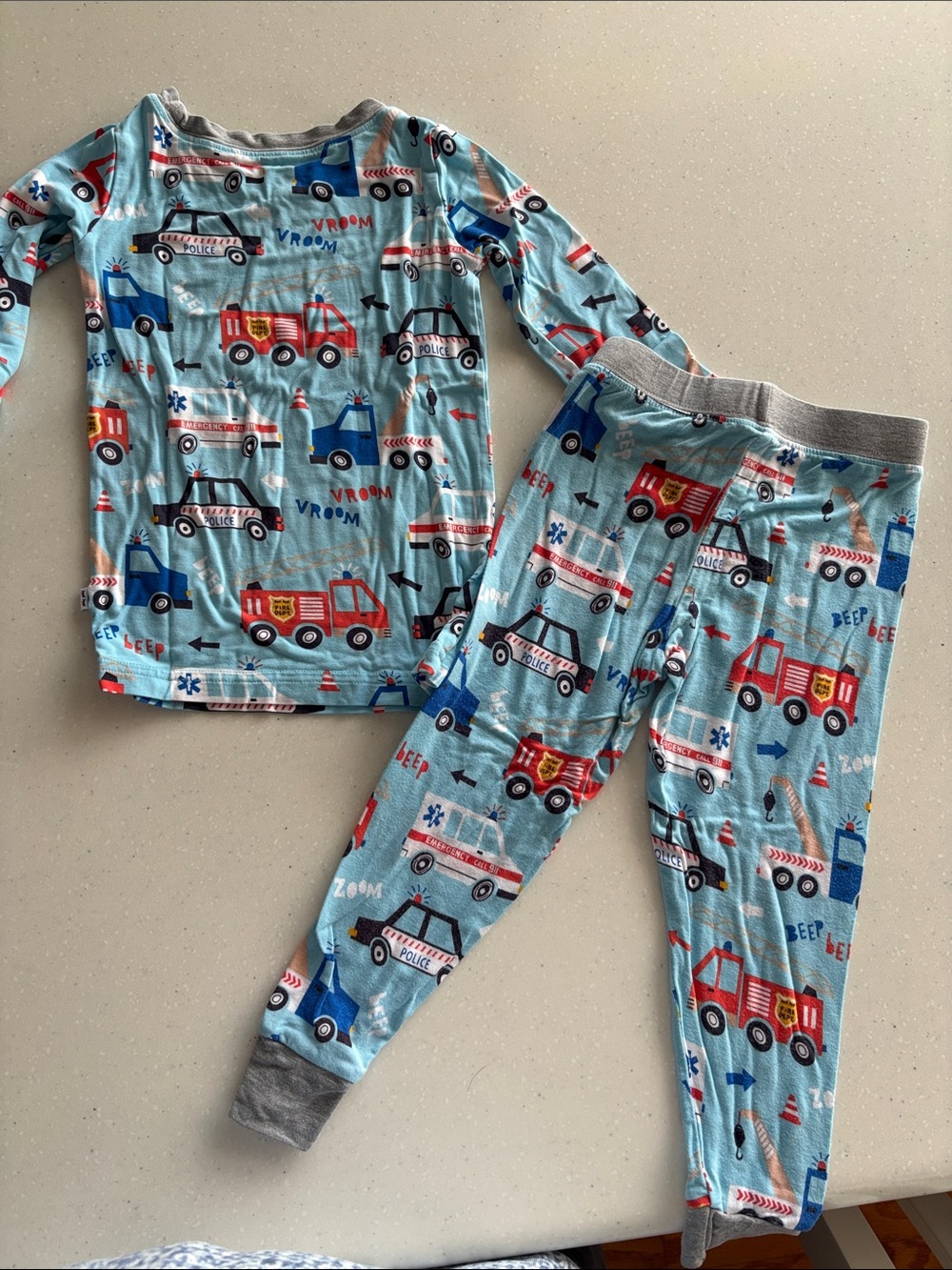 Little Sleepies Blue Vehicle-Print Kids Pajama Set - Light Blue - Picture 3 of 4